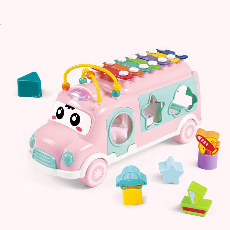 Đồ Chơi Xe Bus Thả Hình Có Đàn Kèm Theo Cho Bé - Đồ chơi xe bus thả hình khối kèm đàn piano cho bé