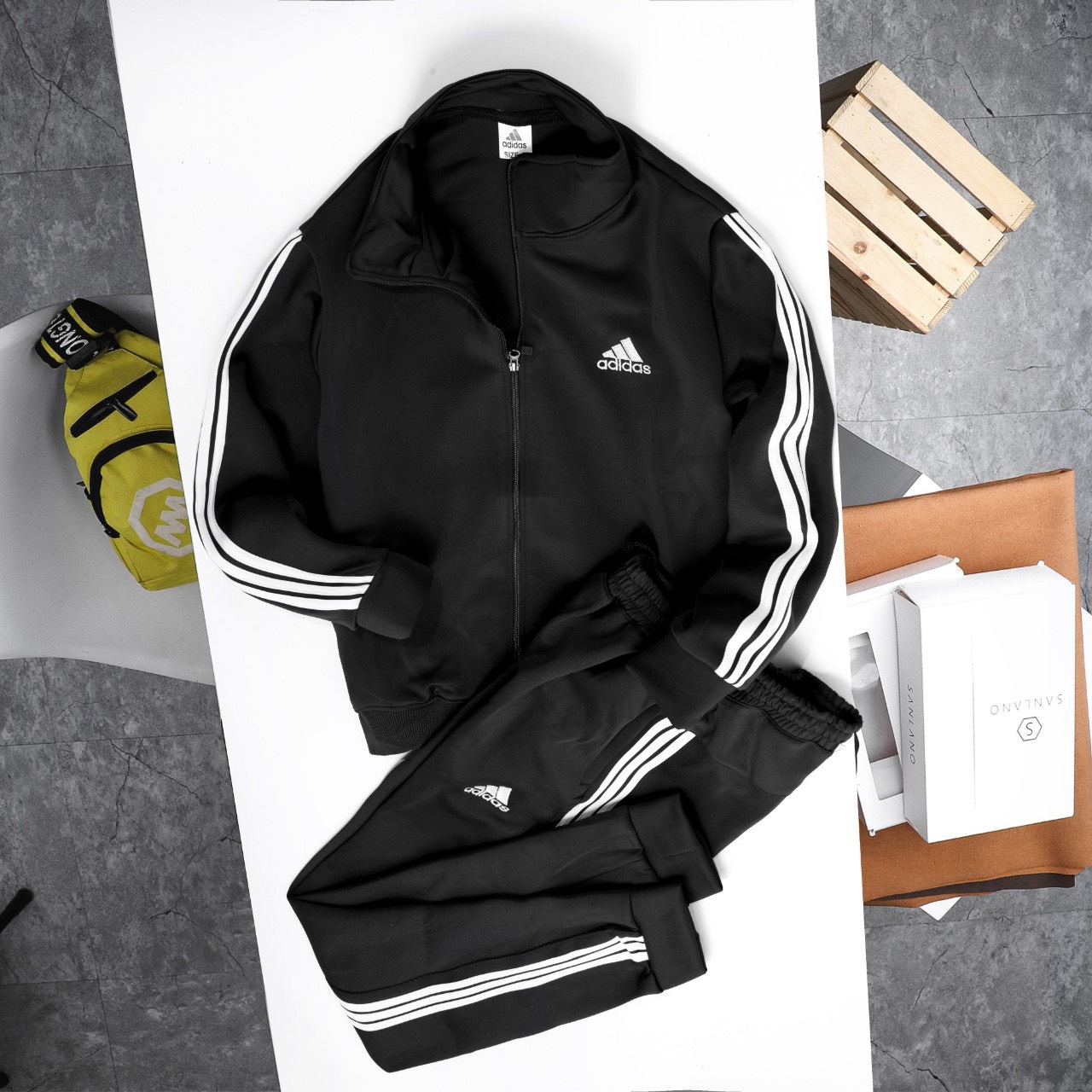 Bộ thể thao nam thu đông 3 sọc,bộ quần áo nỉ add nam nữ chất liệu poly 2da thể thao logo thêu Platinum Menswear