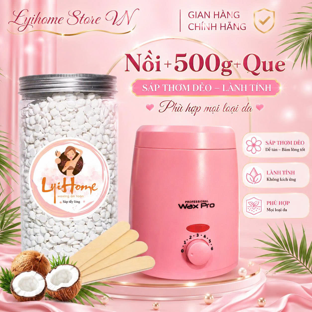 [COMBO]NỒI TRỤ hũ 500g sáp wax lông nóng sữa dừa, sáp wax lông chất dẻo thơm, dễ thao tác hiệu quả nhanh chống và có thể tự làm tại nhà