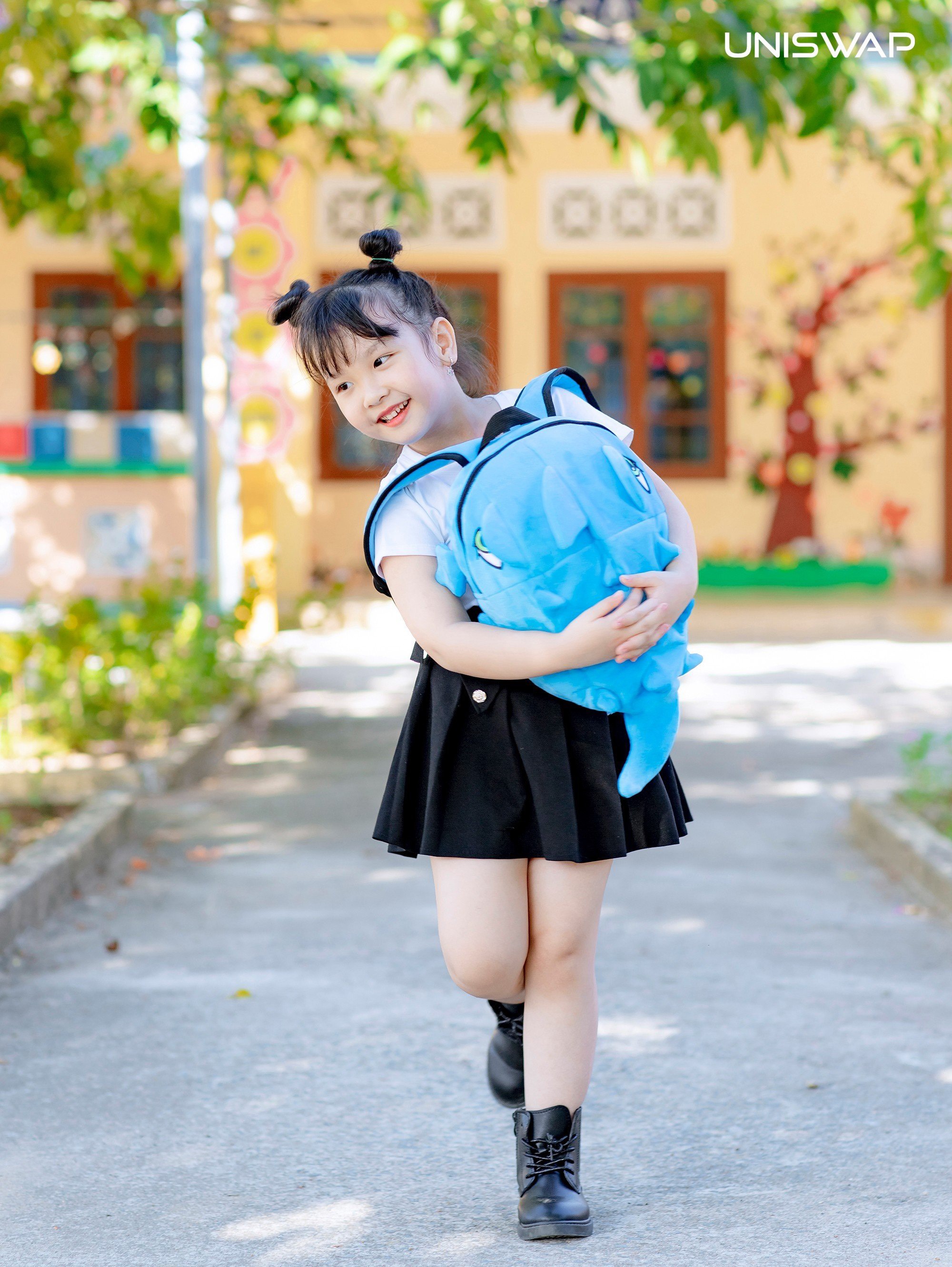 Balo khủng long mini vải nhung màu xanh dương