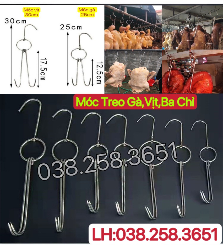 móc treo vịt ,gà inox không gỉ móc treo thịt xông khói móc vịt nướng,chân giò,ba chỉ