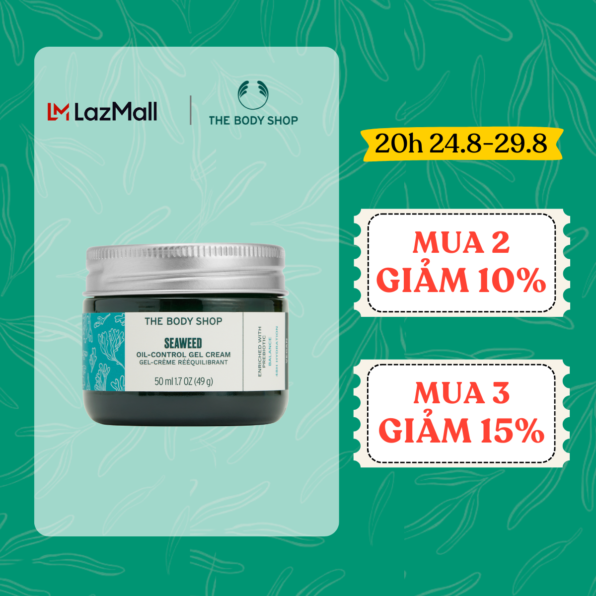 Kem Dưỡng Ẩm Dạng Gel Seaweed Oil-Control Gel Cream 50ml THE BODY SHOP