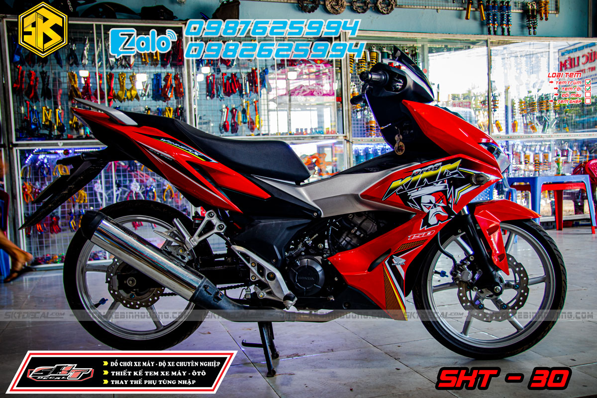 Tem rời xe winner x đỏ đen trắng king drag