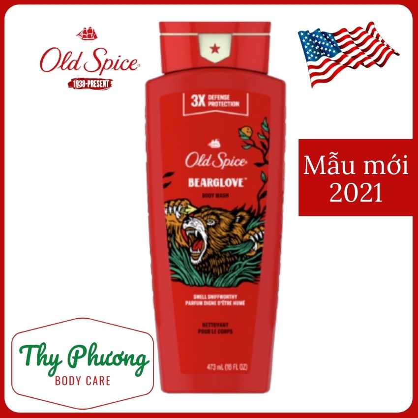 [HCM]Sữa tắm Old Spice Bearglove 473ml - Nhập khẩu chính hãng từ Mỹ [Gel trong suốt - Mùi hương mạnh mẽ]