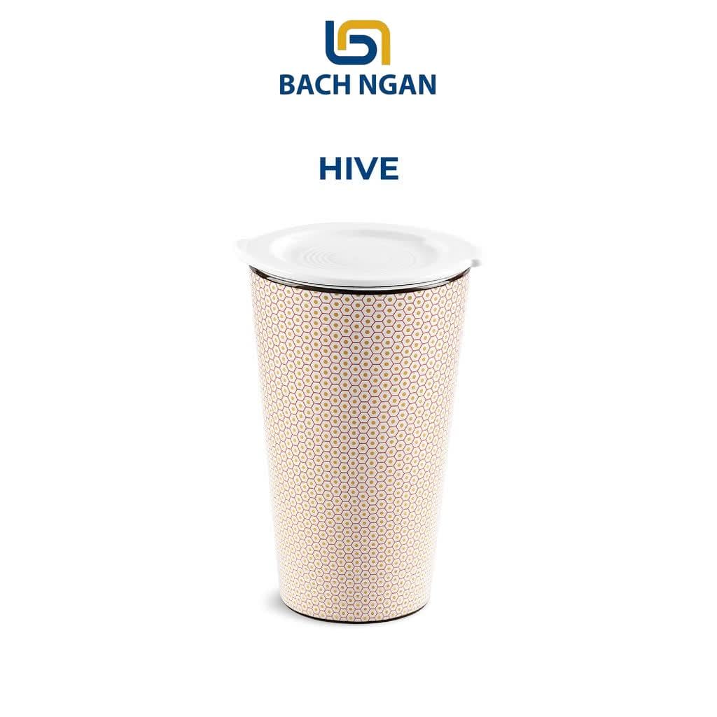 Ly sứ dưỡng sinh Minh Long 0.48 L (K1) Hive (LTC) có nắp dùng để uống trà, cafe kiểu dáng sang trọng,cao cấp, giữ nhiệt tốt và không có quai
