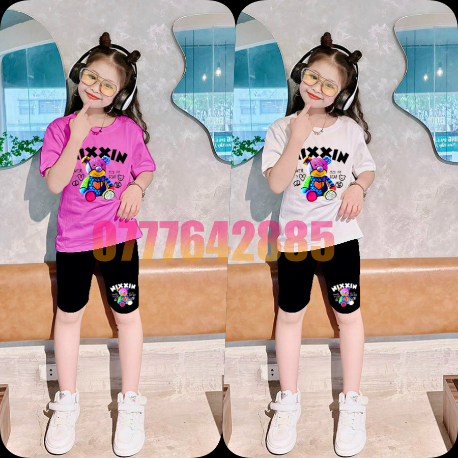 Bộ lững bé gái 25 kg bé gái thun cotton mát mịn cho bé đồ bộ bé gái mùa hè mommax kids
