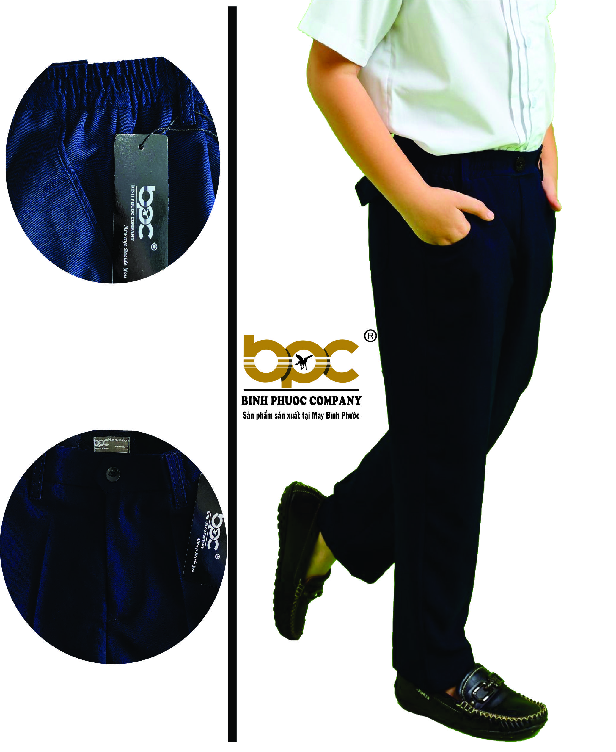 Quần Tây Học Sinh, Vải Kaki Xanh Đen