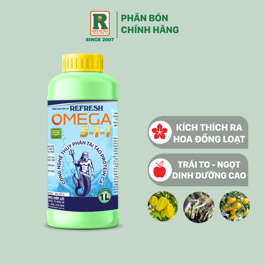 Phân bón hữu cơ đạm cá nhập khẩu 1 lít refresh omega 5-1-1 tây ban nha