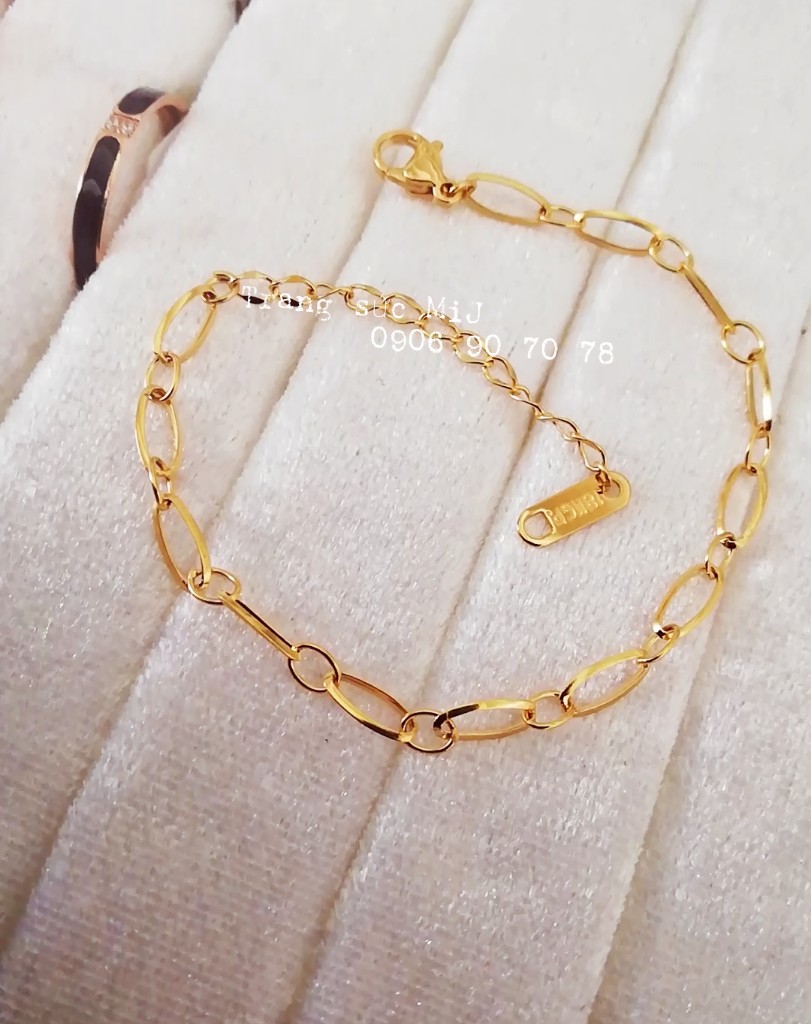 Lắc tay titan dây xích đơn mảnh nhỏ đơn giản mạ vàng