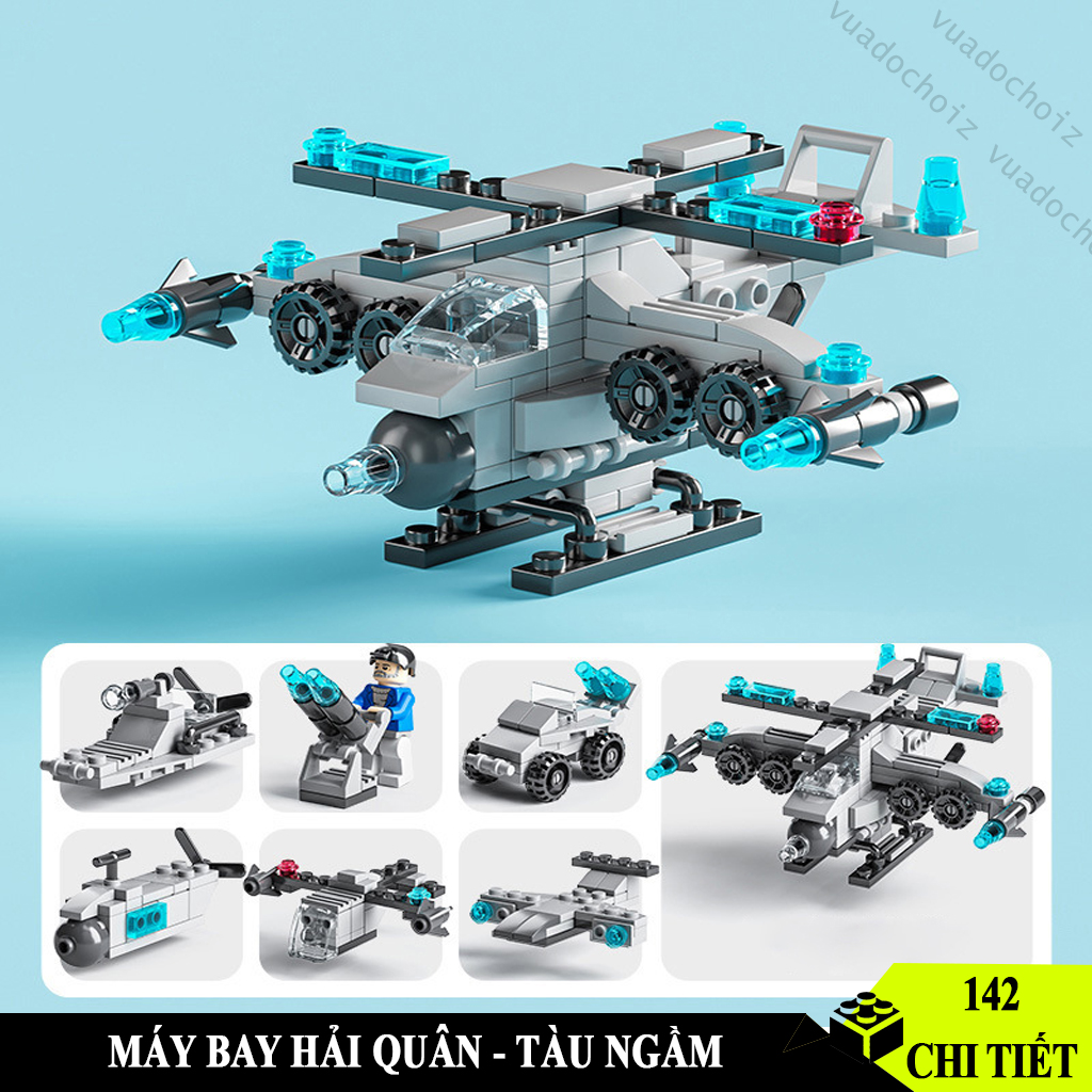 Mô hình lắp ráp máy bay trực thăng, đồ chơi xếp hình máy bay chiến đấu 136 chi tiết