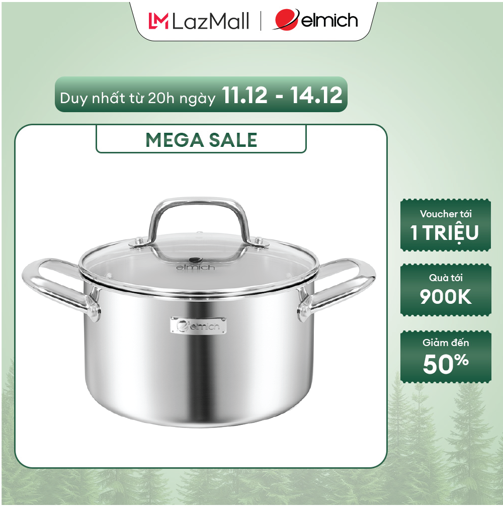   Sale năm mới- 01-03.0 Nồi inox liền khối Elmich Trimax Napoli EL2538IN 