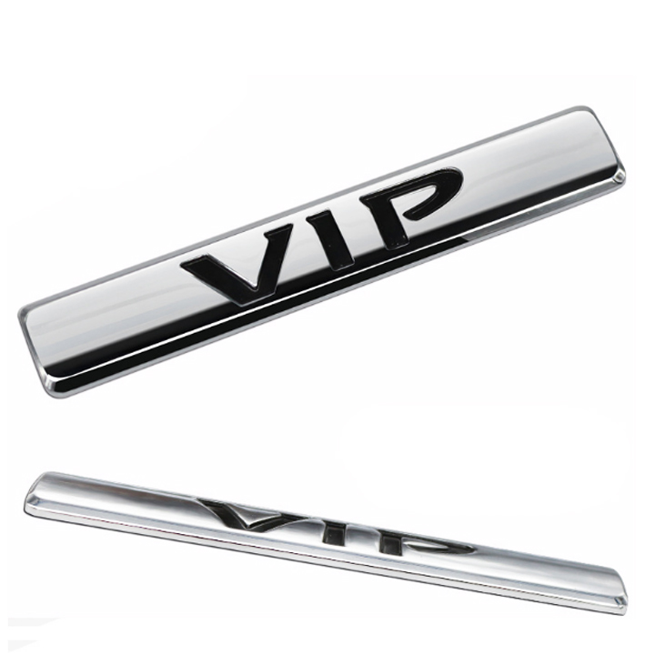 Tem logo nổi chữ VIP kim loại dán trang trí xe hơi