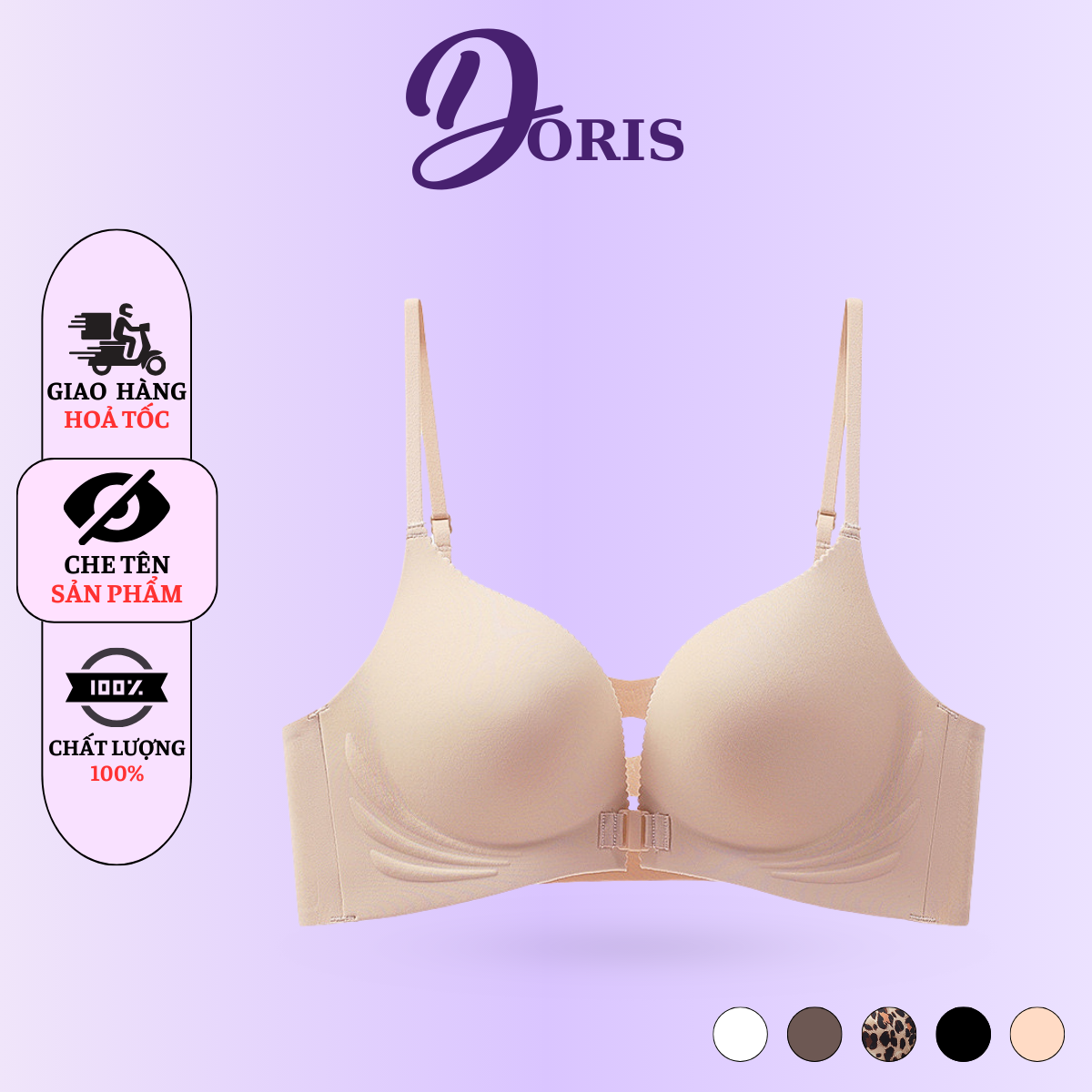  Áo Lót Nữ Đúc Su Đệm 2cm Nâng V1 Tạo Khe Quyến Rũ DORIS 9607 