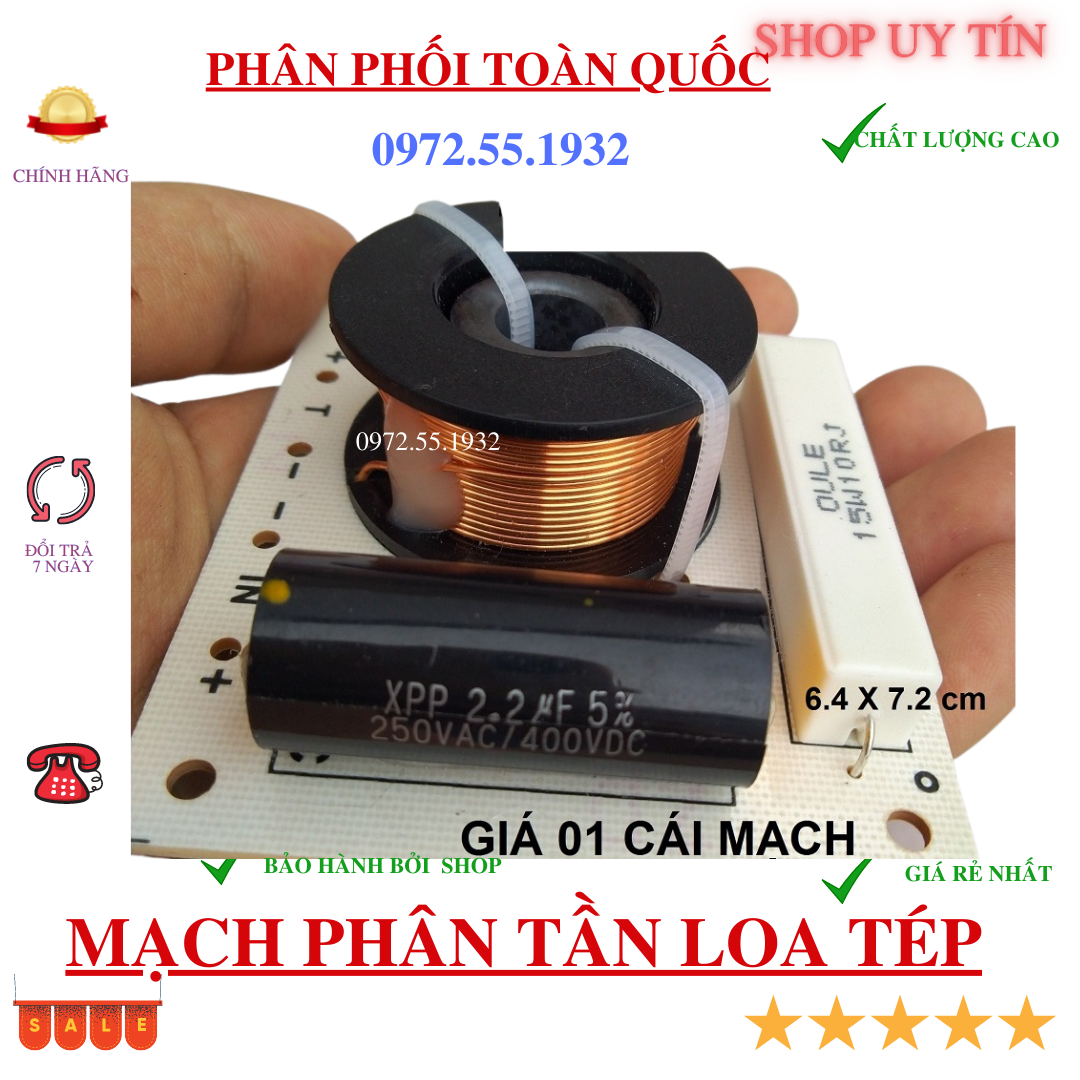 Mạch phân tần loa treble đầy đủ tụ, trở sứ, cuộn cảm chống cháy hiệu quả - giá 2 mạch