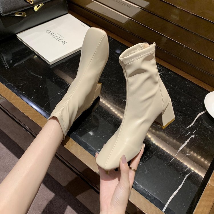 Bốt nữ cao thấp da mềm lót lông siêu xinh Giày boot nữ mũi vuông đế cao 5 phân dễ phối đồ MSP 1023