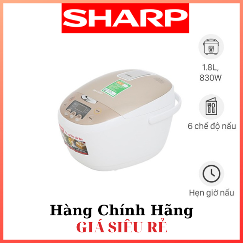Nồi cơm điện tử sharp 1.8 lít ks-com181cv-gl hàng chính hãng