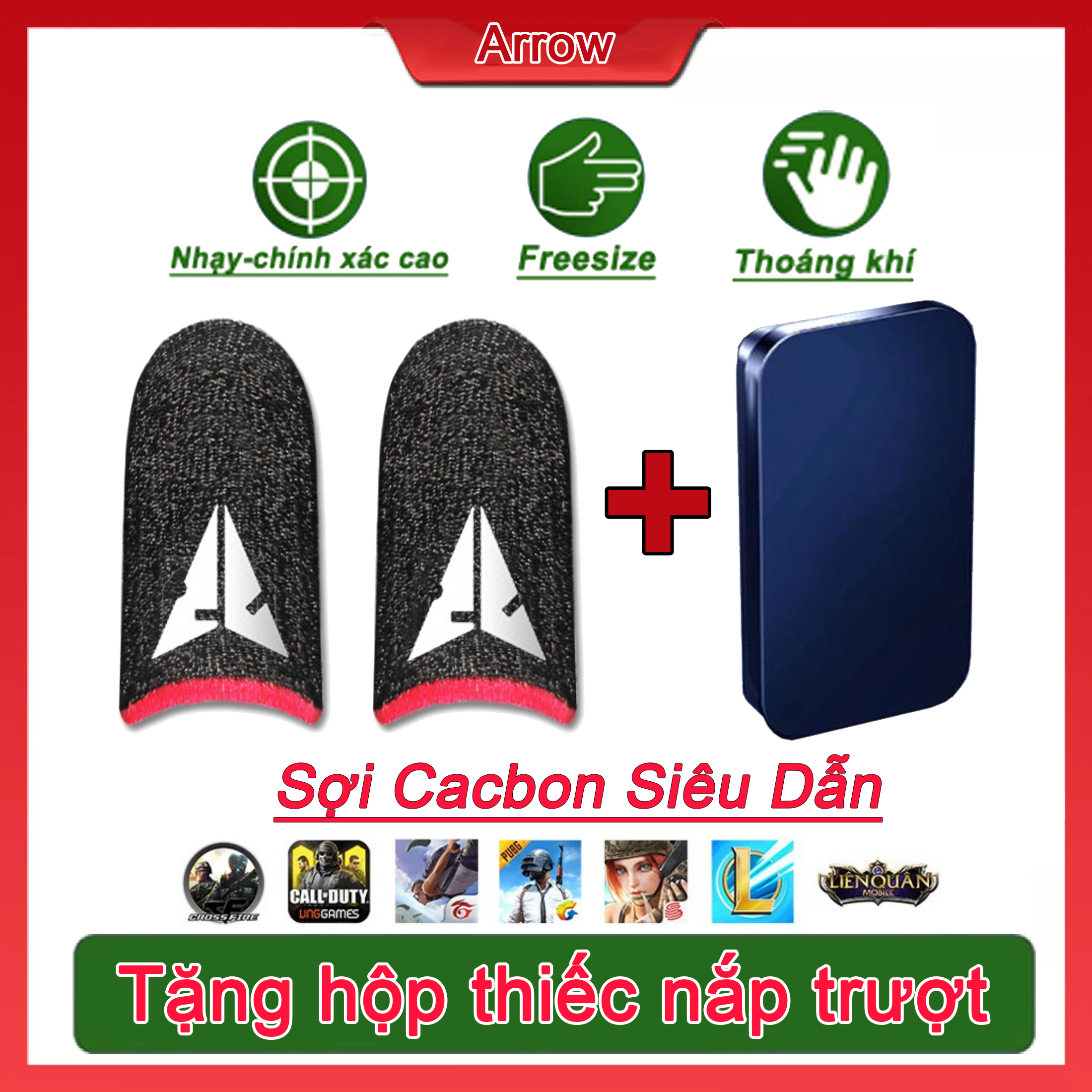 Bao tay chơi ff, Bao tay chơi game Arrow sợi cacbon cao cấp cảm ứng - găng tay chơi game găng tay chơi ff PUBG, Liên quân, chống mồ hôi, bao tay bắn ff, gang tay chơi gameff cực nhạy, co giãn cực tốt