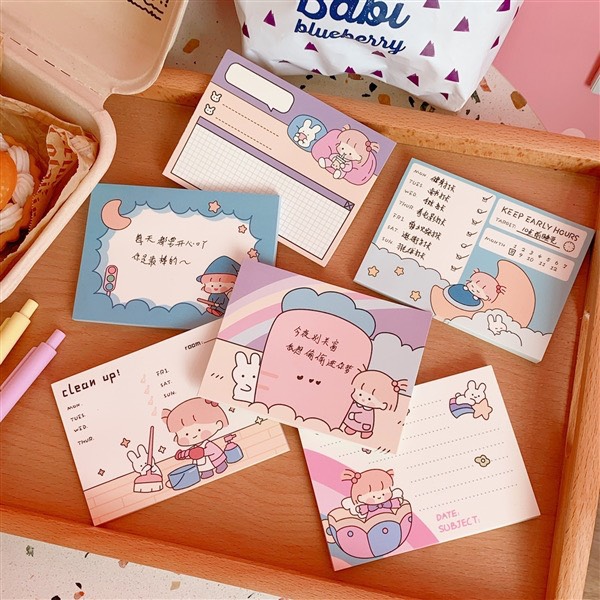 Tập giấy note chữ nhật ngang nhiều hình hoạt hình xinh xắn - TamaChan