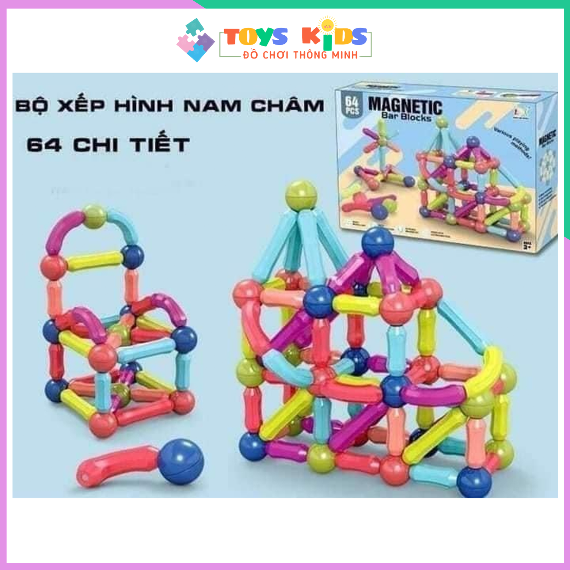 Bộ xếp hình nam châm - Đồ chơi nam châm xếp hình thông minh cho bé hàng loại 1