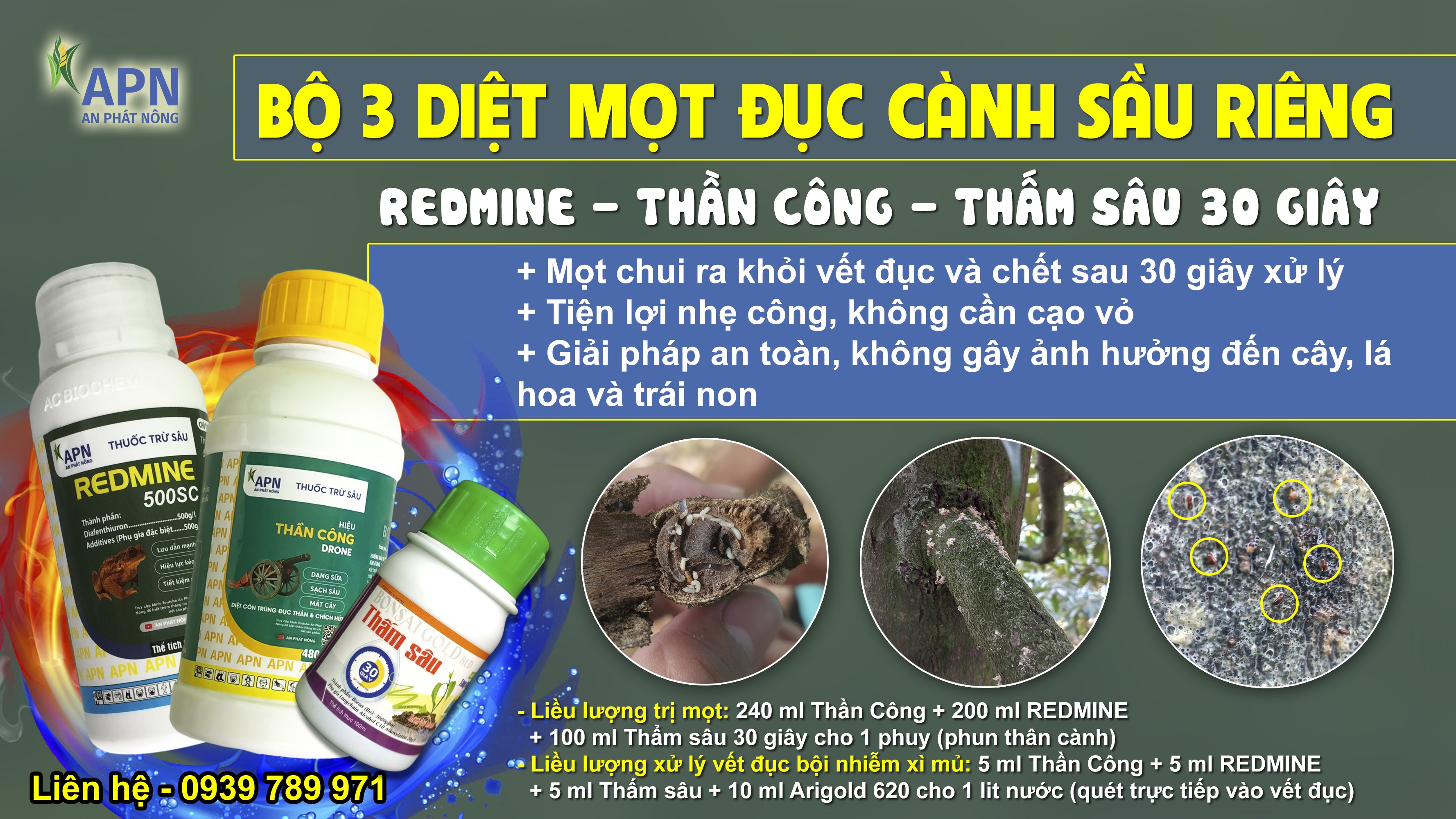 Bộ 3 Diệt mọt đục cành sầu riêng và các loại cây trồng khác