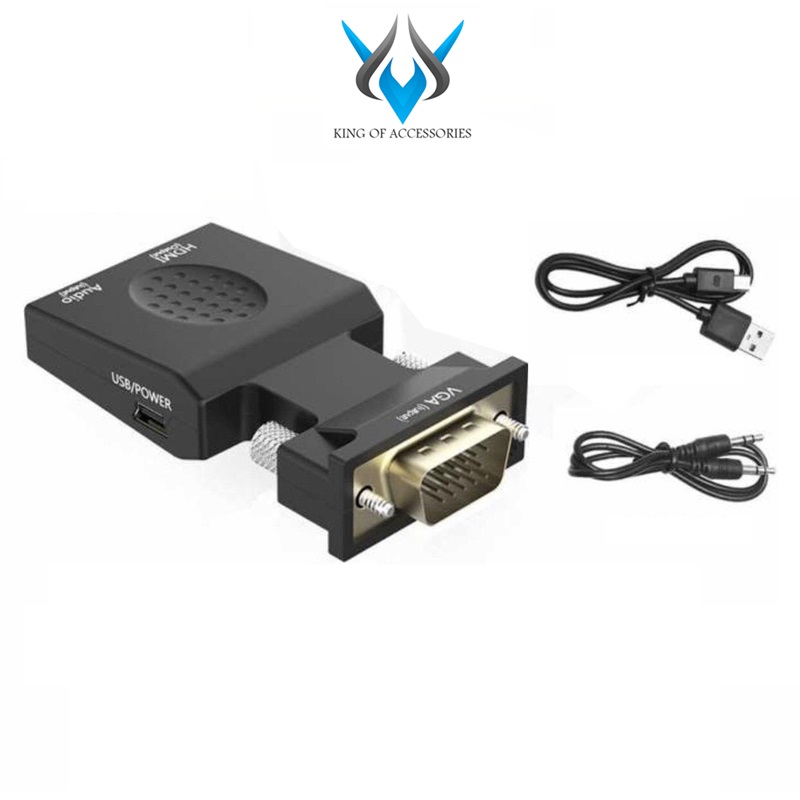 Đầu chuyển tín hiệu từ VGA sang HDMI VS hỗ trợ FullHD - tích hợp cổng âm thanh (Đen) - Nhất Tín Computer