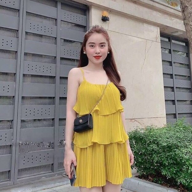 Set đồ bộ dập ly mùa hè mát mẻ mặc đi chơi, ở nhà áo hai dây, quần đùi - mtb