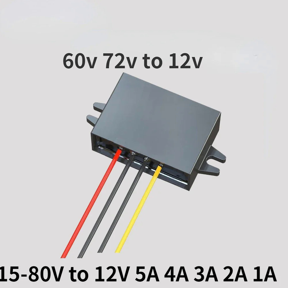 Dc15-80v 24v 36v 48v bước xuống đến 12v 5a 4a 3a 2a 1a xe cung cấp điện áp biến tần ip67 dc dc chuyển đổi điều chỉnh cho xe