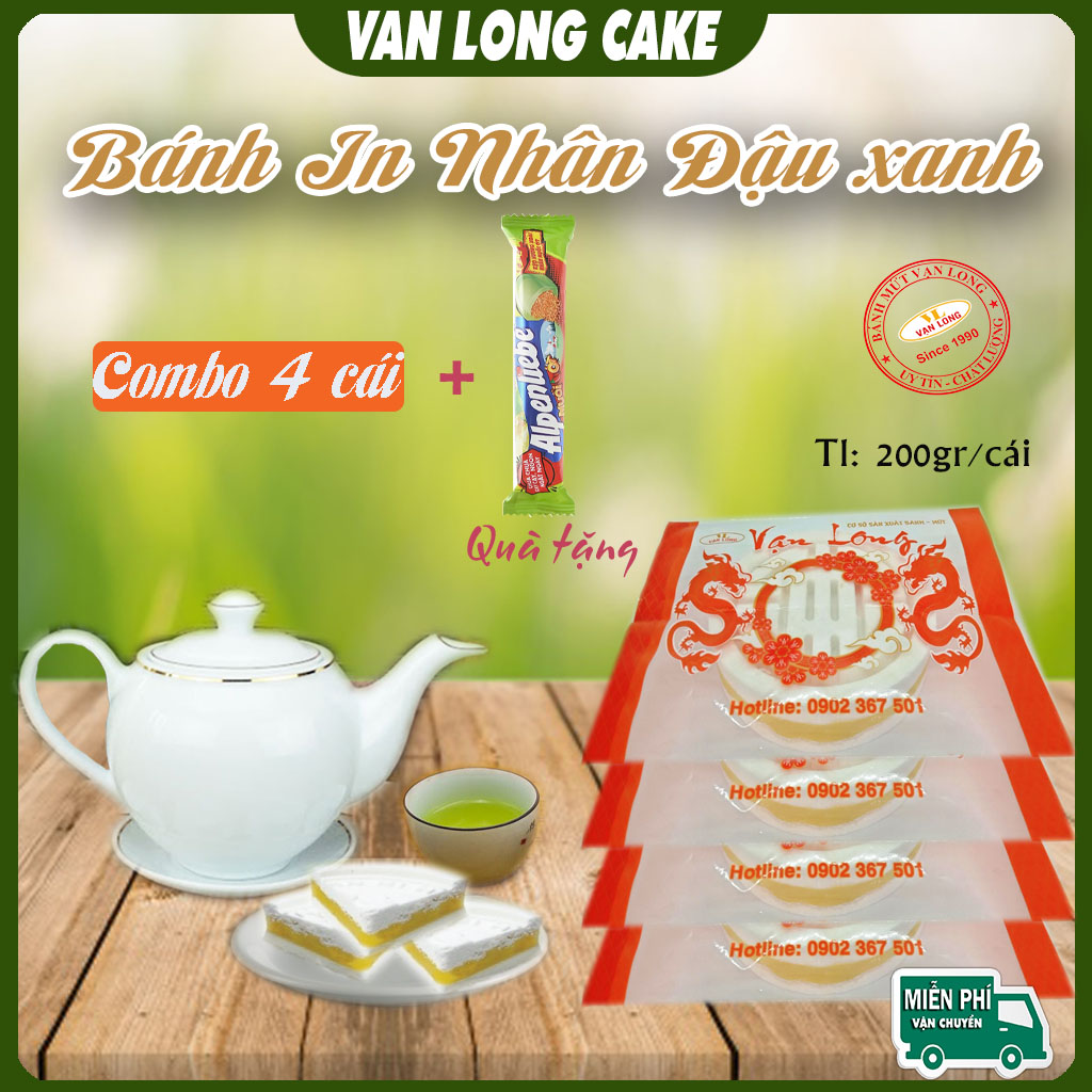 Bánh in trắng nhân đậu xanh ăn vặt 200g