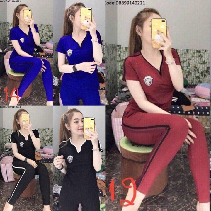 Set bộ thời trang cổ tim thêu logo siêu dễ thương