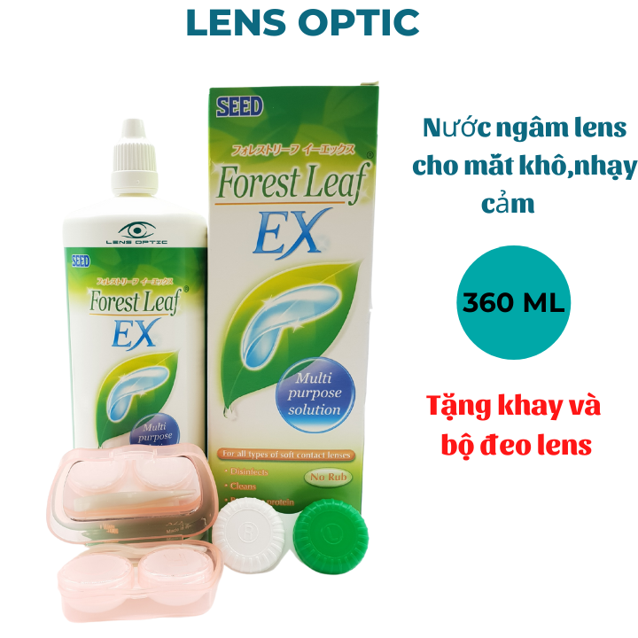 Nước ngâm kính áp tròng Forest Leaf Ex 360ml, nước rửa lens- Lens Optic