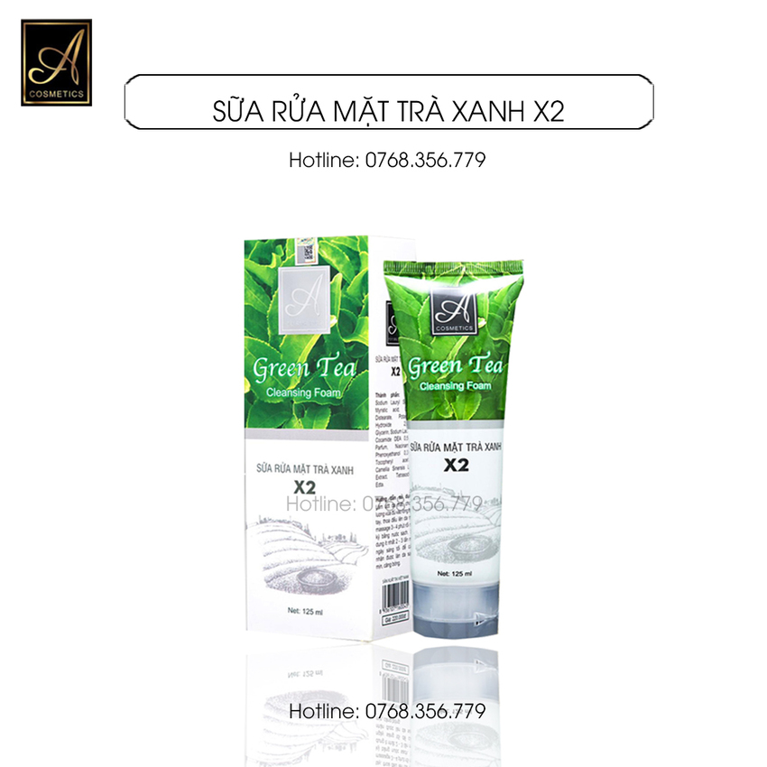 Sữa rửa mặt trà xanh X2, 125ml, giúp làm sạch sâu và ngăn ngừa mụn