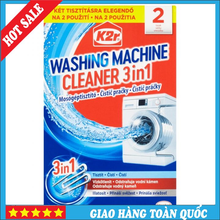 Chất tẩy rửa máy giặt 3in1- k2r washing machine cleaner 3in1 - 2 túi
