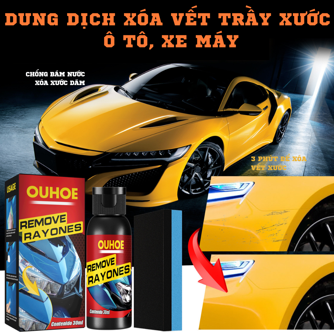 Dung dịch tẩy vết xước - Kem xóa vết xước xe hơi xe máy cao cấp - Giúp loại bỏ vết xước của xe mà không làm phai màu sơn - Xóa nhanh chóng Tẩy Mọi vết Xước