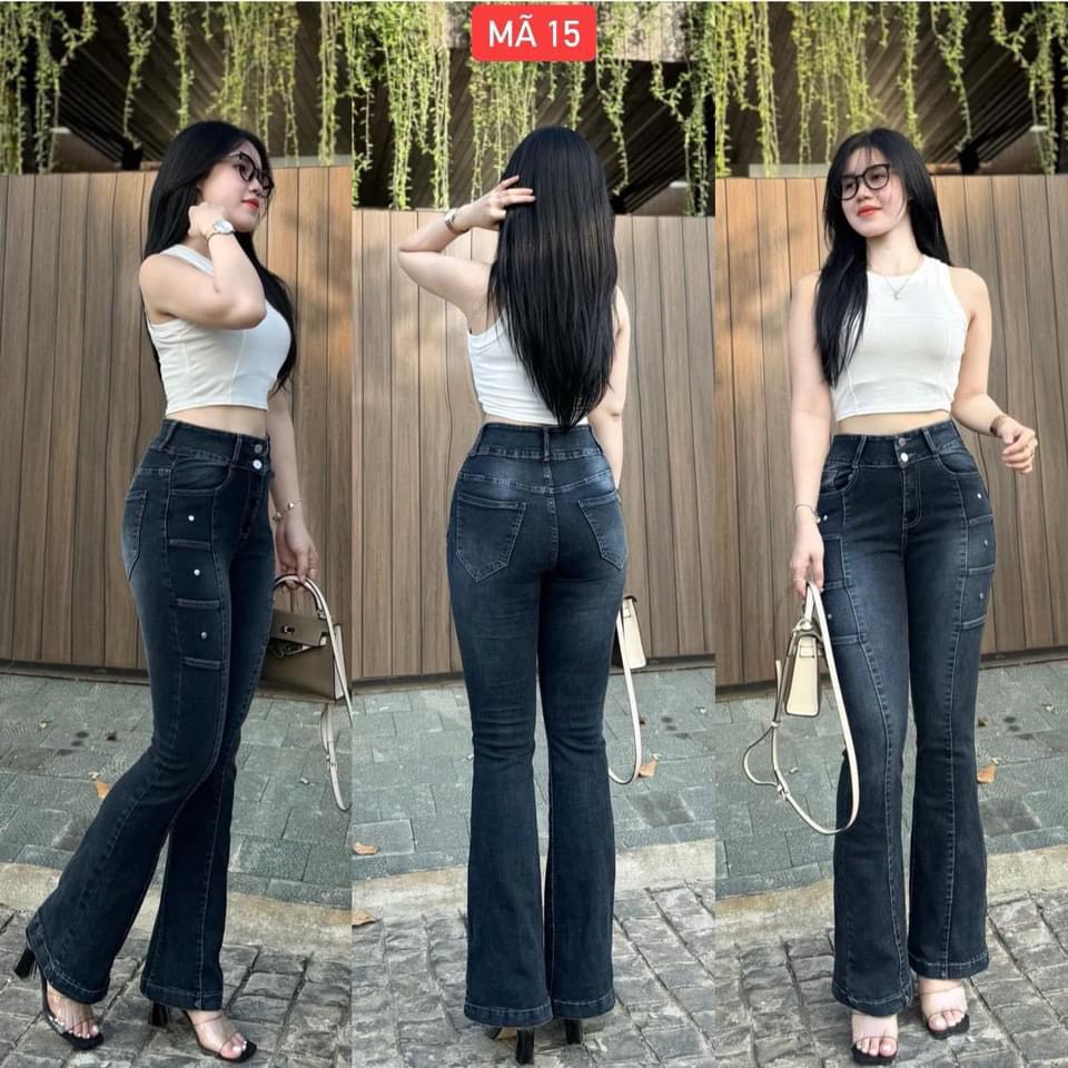 Quần jean nữ ống loe dài thời trang