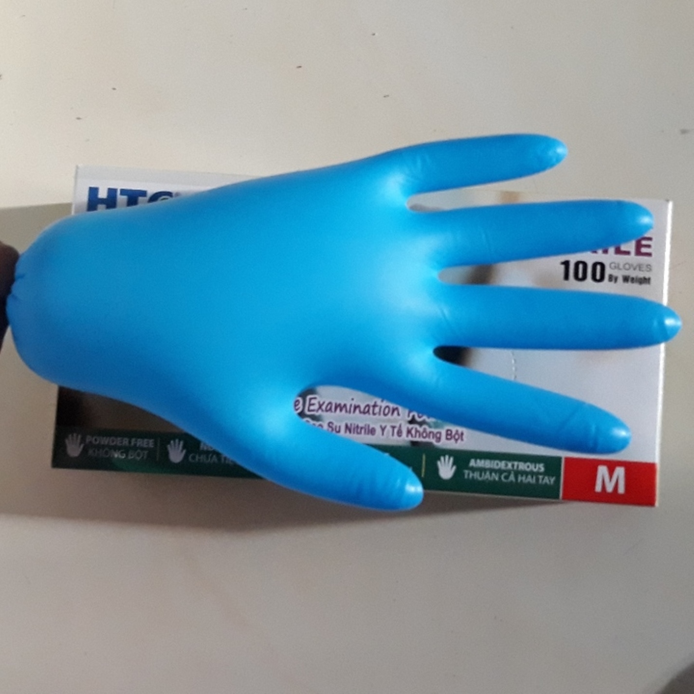 [HCM]Găng Tay ( bao tay ) Cao Su Y Tế Không Bôt HTC Glove hộp 100 cái màu xanh