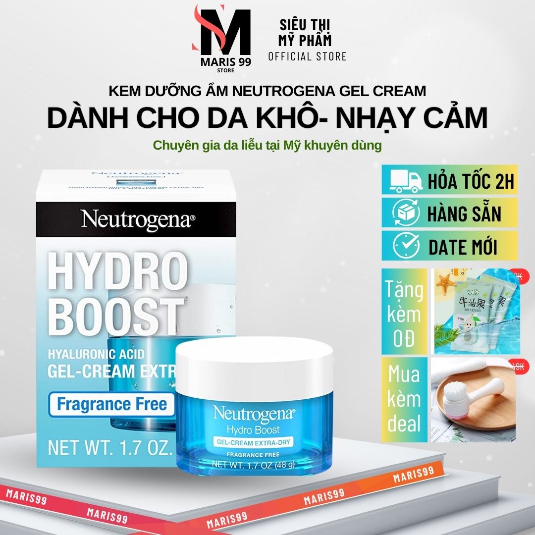 Kem Dưỡng Ẩm Cho Da Khô Neutrogena Hydro Boost Gel Cream Extra – Dry Skin, Hàng Mỹ Không Dầu, Không Hương Liệu, Dùng Cho Mọi Loại Da (48g) _Achoice