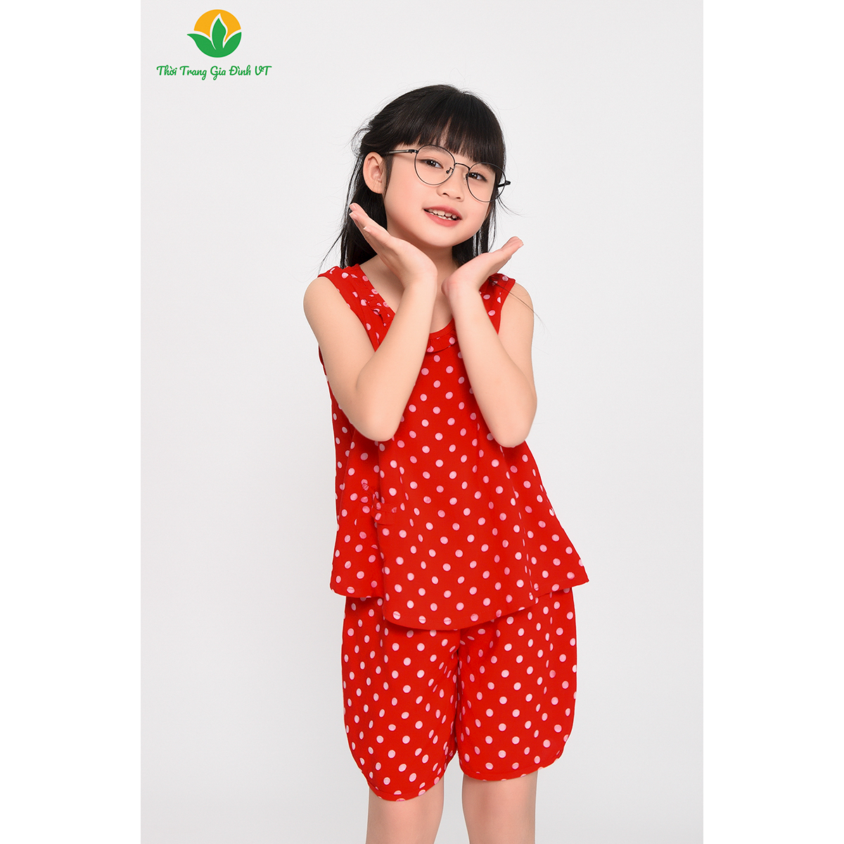 Đồ bộ mặc nhà bé gái mùa hè Việt Thắng, quần đùi, áo sát nách, chất Lanh (tole) - B62.2302