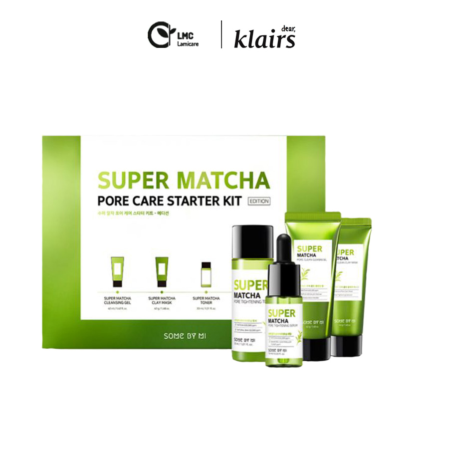 Set kit 4 món điều tiết dầu nhờn, se khít lỗ chân lông Some By Mi Super Matcha Pore Care Starter Kit - Edition