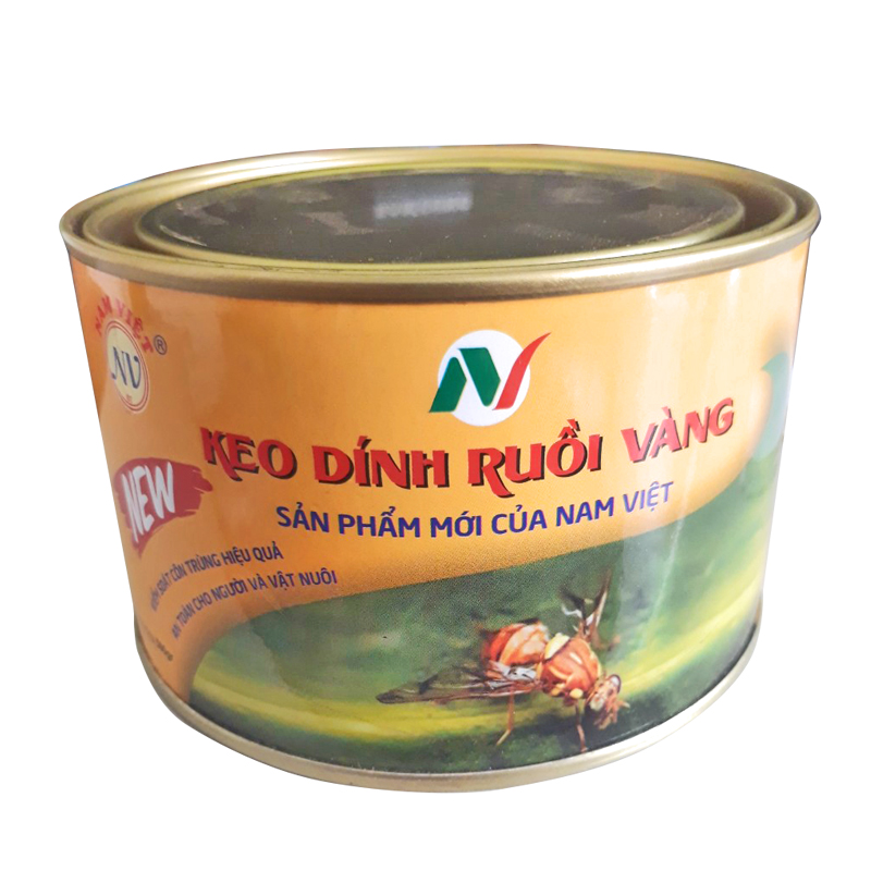 Keo dính ruồi vàng lon 500g dẫn dụ ruồi, độ dính cao, có kèm bàn chải để quét lên vỏ chai