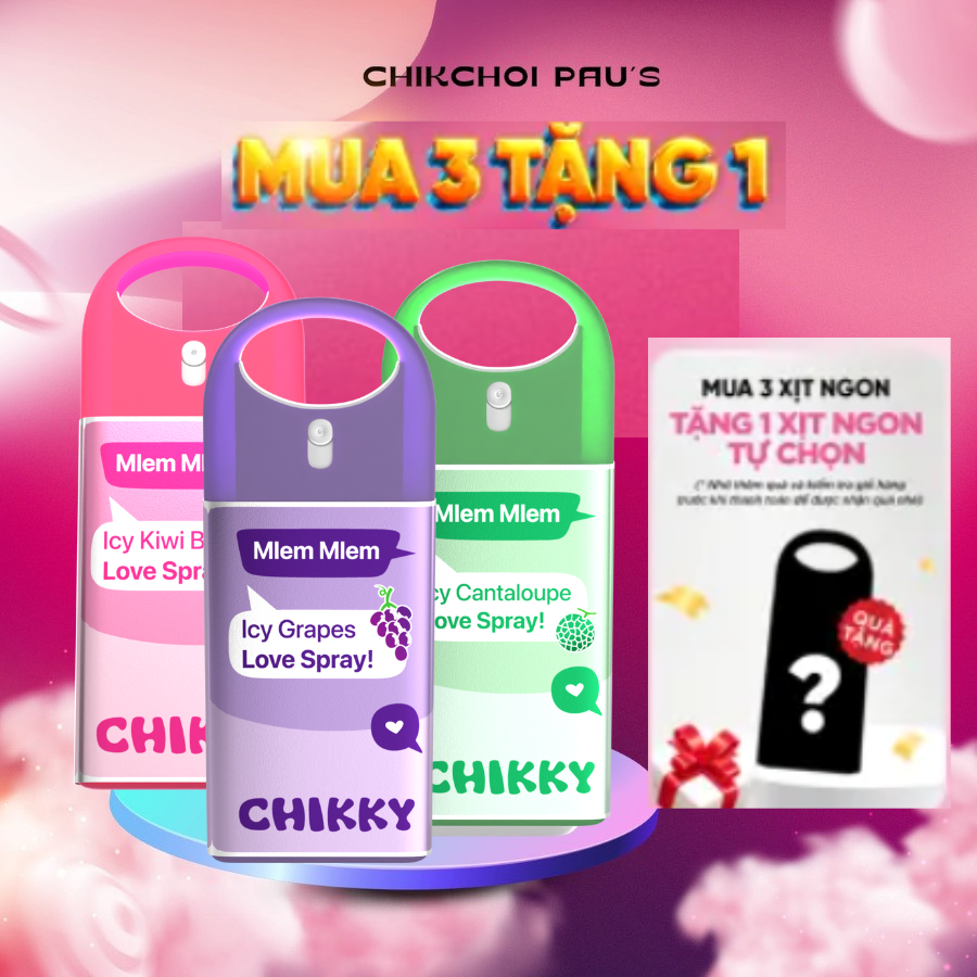 Mua 3 Tặng 1 Xịt thơm Chikky Love Spray vị ngon mùi hương hoa quả the mát 20ml