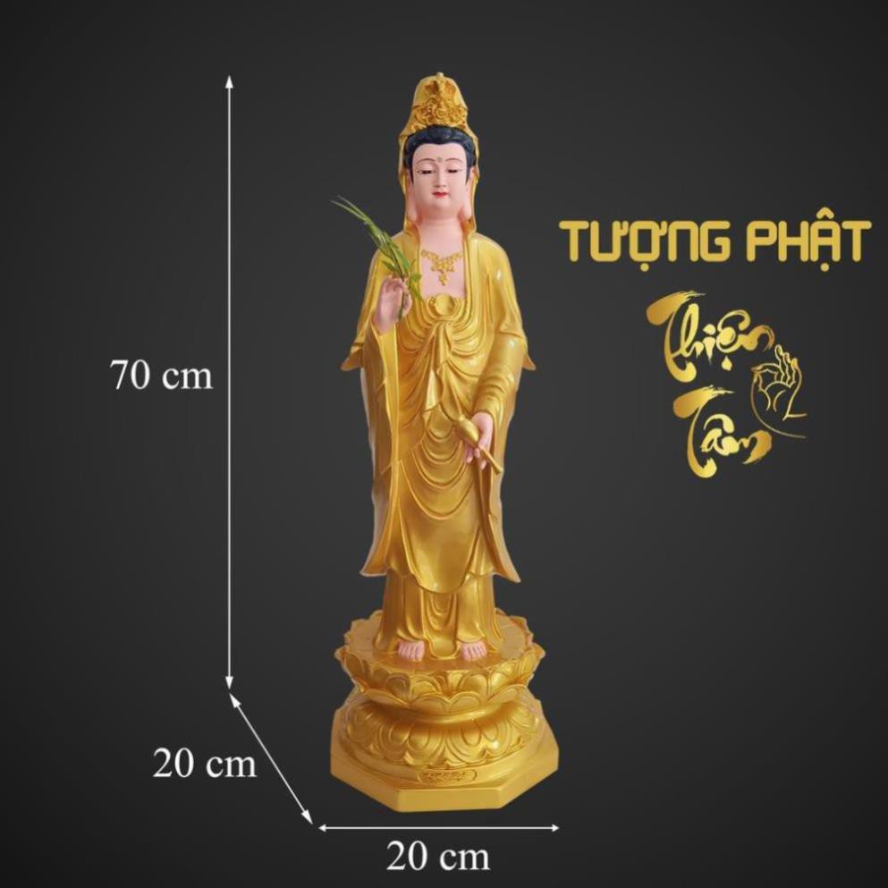 Tượng bồ tát quan âm cao 70cm – đứng – màu vàng 024vd-qta - tuong bo tat quan am
