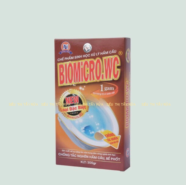 Bột men vi sinh biomicro.wc đặc biệt 300gr, xử lý chống tắc nghẽn hầm cầu, bể phốt, nhập khẩu thái