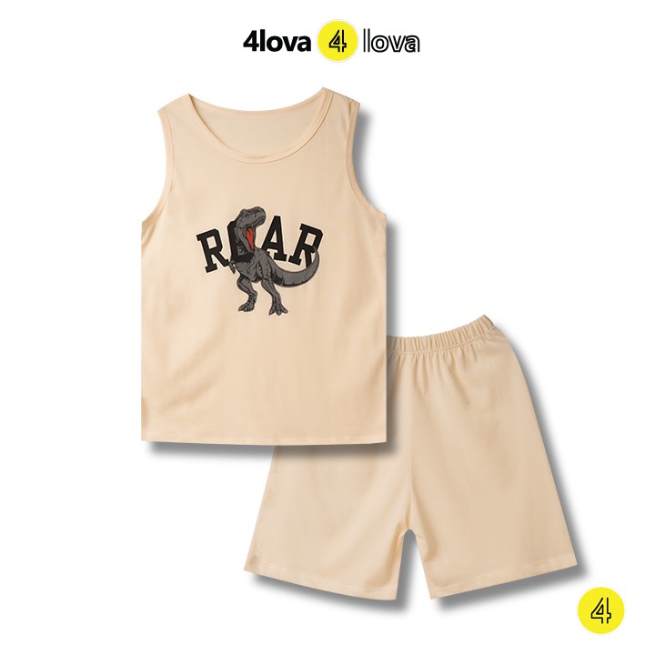 Bộ quần áo ba lỗ 4LOVA cho bé trai hoạt hình hàng chính hãng từ 8-30 kg