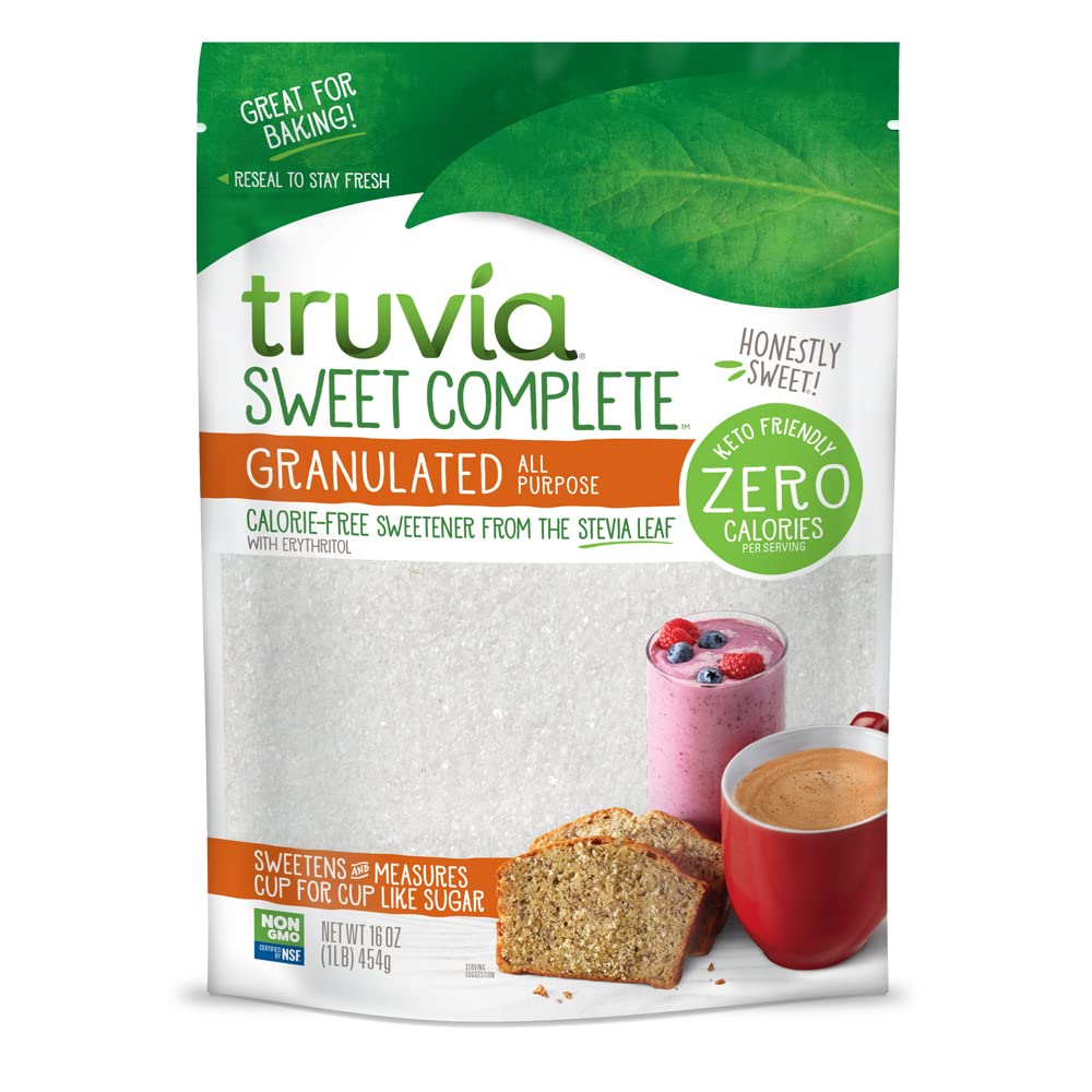 ĐƯỜNG ERYTHRITOL TRẮNG - ĂN KIÊNG KETO/KOSHER Truvia Sweet Complete Granulated All-Purpose Stevia Leaf Sweetener, CALORIE-FREE, SUGAR-FREE, 454g (16 oz)