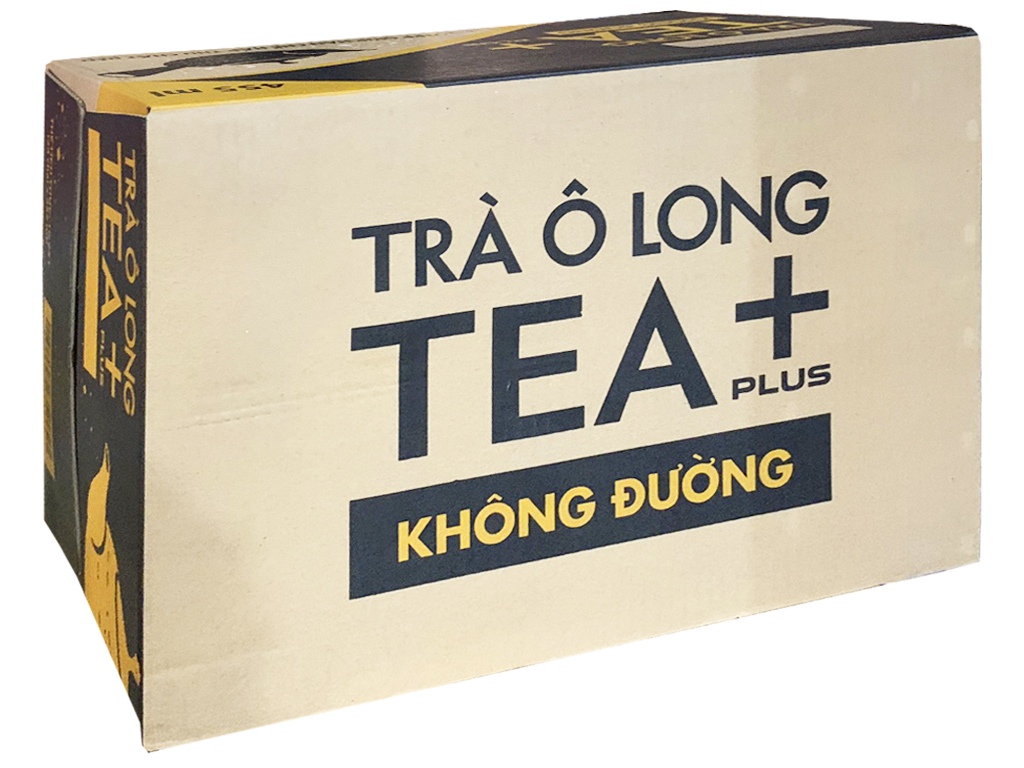 Thùng 24 chai trà ô long Tea Plus không đường 455ml