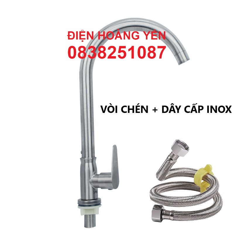 Vòi rửa chén inox 304 xoay bi cực nhẹ ống phi 24