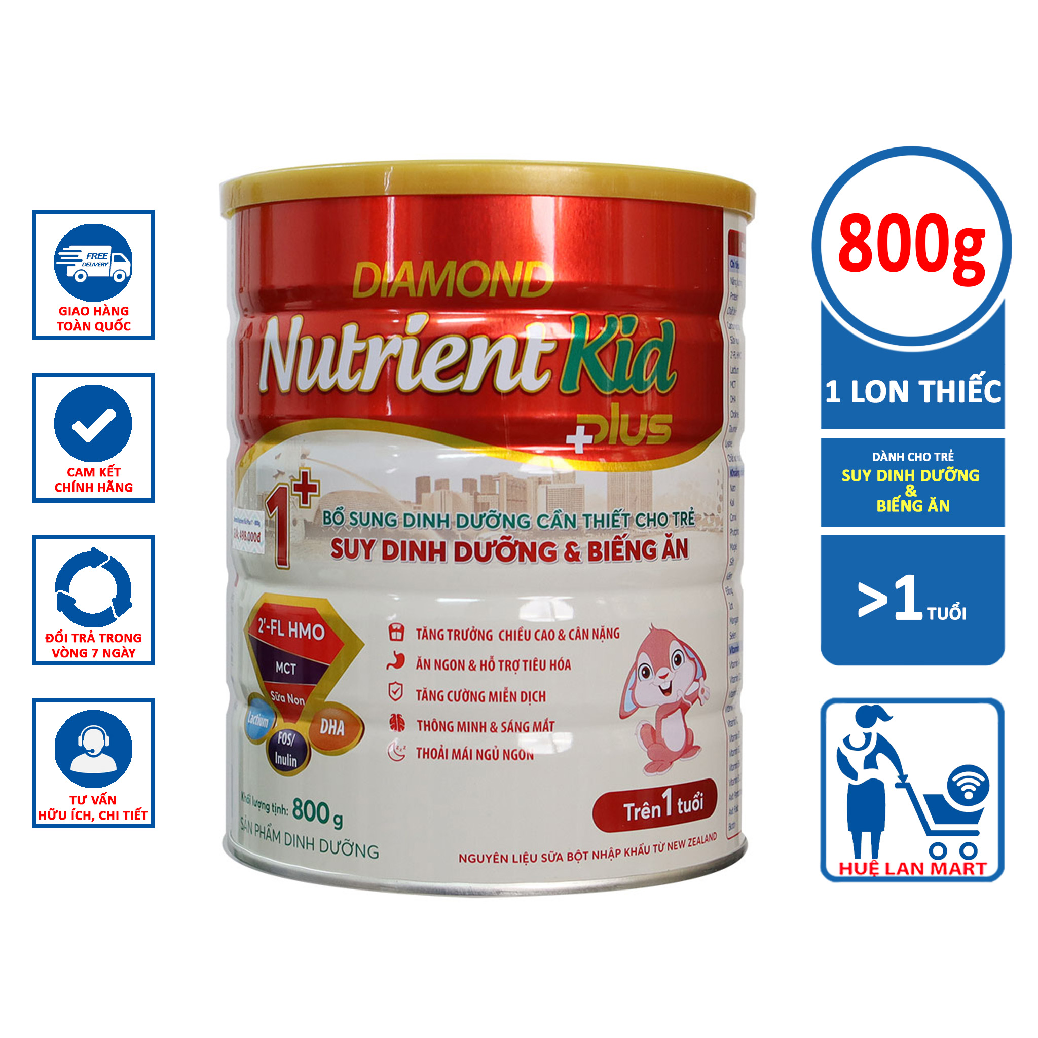 Sữa Bột DIAMOND Nutrient Kid Plus 1+ - Hộp 800g (Cho trẻ trên 1 tuổi)
