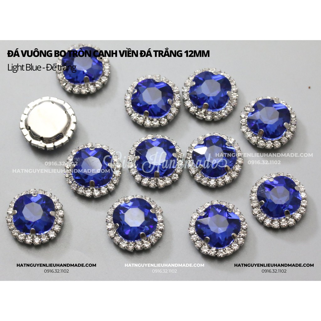 Đá vuông bo tròn cạnh viền đá trắng đế trắng 12mm đế trắng Cici Handmade chuyên nguyên liệu DIY đính kết thời trang