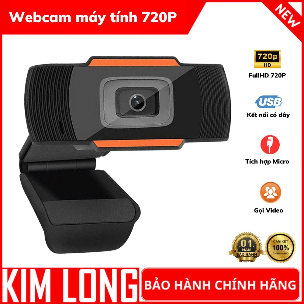 Webcam máy tính có mic 720p , webcam có mic chuyên dụng cho livestream học và làm việc online - bảo hành 12 tháng