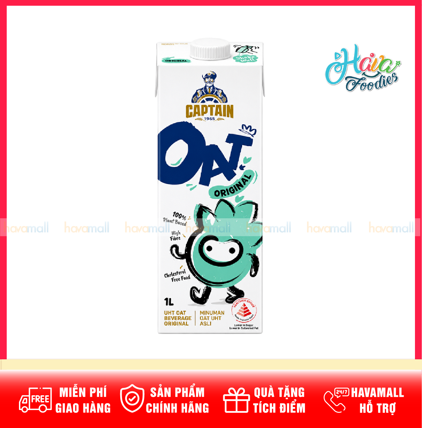 Sữa Yến Mạch Truyền Thống Captain Oat Original 1L – Captain UHT Oat Beverage Original 1L